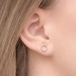 Ohrstecker Circle mit Diamanten, 18 Karat Rosegold-LEAF Best