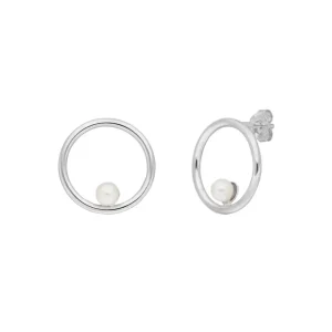 Ohrstecker Circle mit Perle, 925 Sterlingsilber-LEAF New