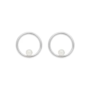 Ohrstecker Circle mit Perle, 925 Sterlingsilber-LEAF New