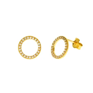 Ohrstecker Circle Of Life mit Zirkonia, 18 K Gelbgold vergoldet-LEAF New