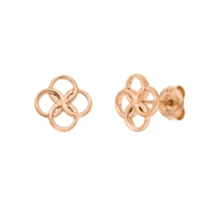 Ohrstecker Clover Charm, 18 K Rosegold vergoldet-LEAF Outlet