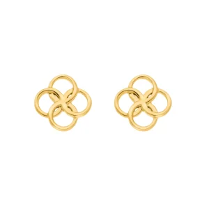 Ohrstecker Clover Charm, 18 K Gelbgold vergoldet-LEAF Online
