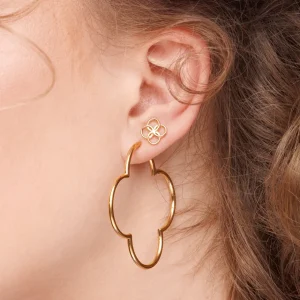 Ohrstecker Clover Charm, 18 K Rosegold vergoldet-LEAF Outlet
