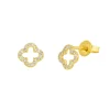 Ohrstecker Clover mit Diamanten, 18 Karat Gelbgold-LEAF Fashion