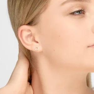 Ohrstecker Clover mit Diamanten, 18 Karat Gelbgold-LEAF Fashion