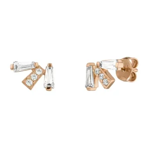 Ohrstecker CRYSTAL, 18 K Rosegold vergoldet-LEAF New