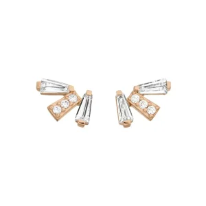 Ohrstecker CRYSTAL, 18 K Rosegold vergoldet-LEAF New