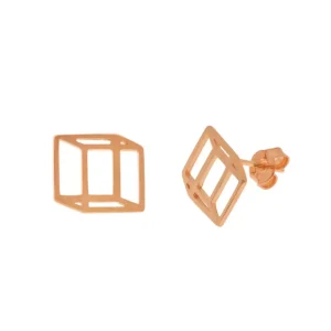 Ohrstecker Cube matt, 18 K Rosegold vergoldet-LEAF Fashion