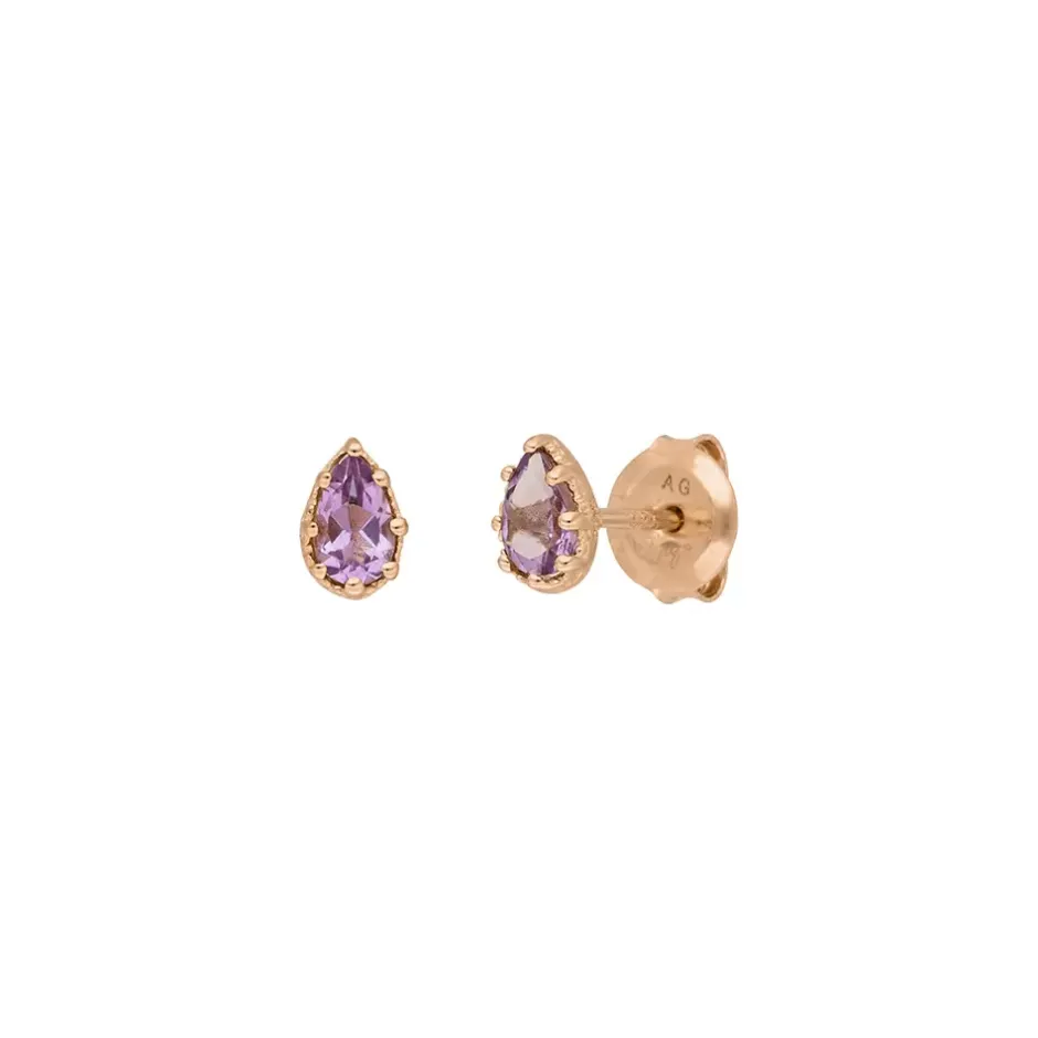ohrstecker_drop_amethyst__0-2.webp Ohrstecker Drop, Amethyst, 18 K Rosegold vergoldet-LEAF Online