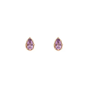 Ohrstecker Drop, Amethyst, 18 K Gelbgold vergoldet-LEAF Hot