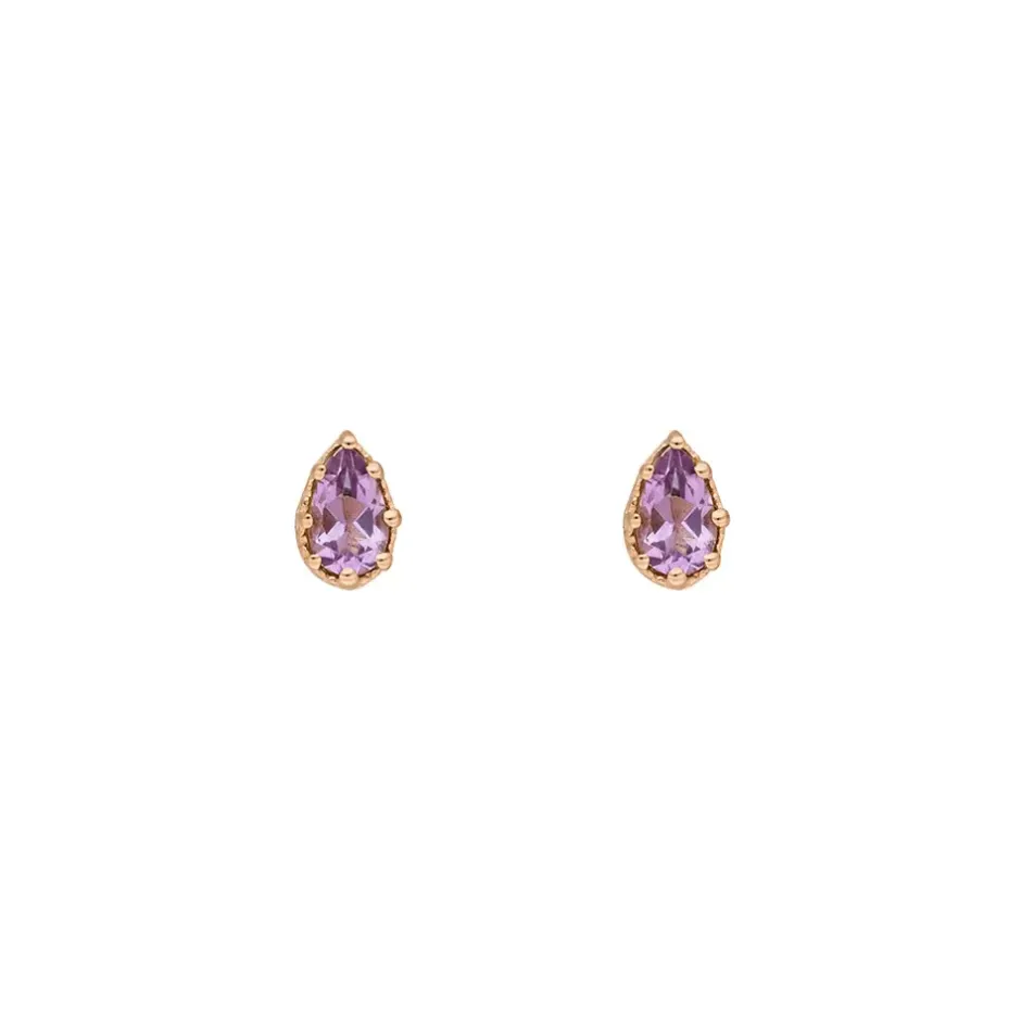 ohrstecker_drop_amethyst__1-2.webp Ohrstecker Drop, Amethyst, 18 K Rosegold vergoldet-LEAF Online