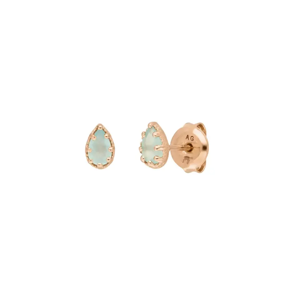 ohrstecker_drop_aqua_chal_0-2.webp Ohrstecker Drop, Aqua Chalzedon, 18 K Rosegold vergoldet-LEAF Sale