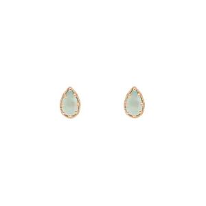 Ohrstecker Drop, Aqua Chalzedon, 18 K Rosegold vergoldet-LEAF Sale