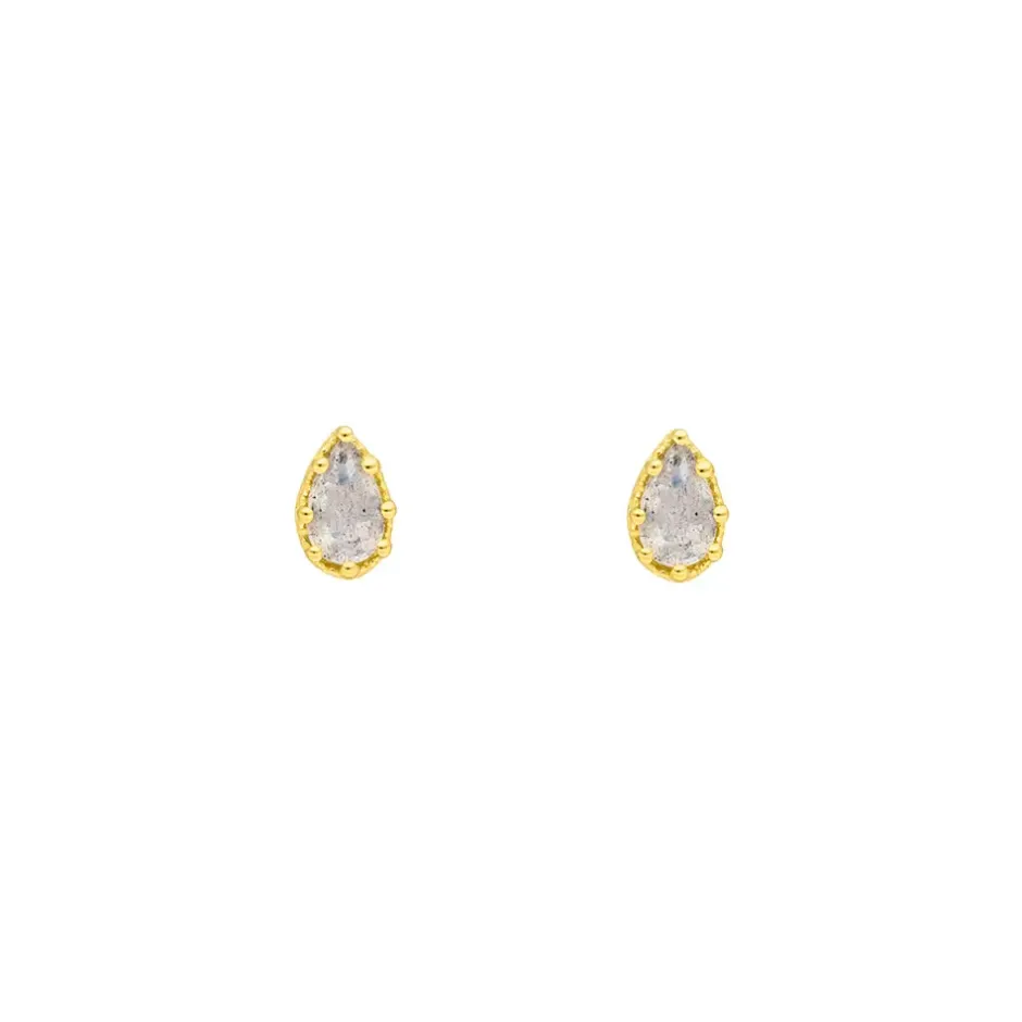 ohrstecker_drop_labradori_1-1.webp Ohrstecker Drop, Labradorit, 18 K Gelbgold vergoldet-LEAF Hot