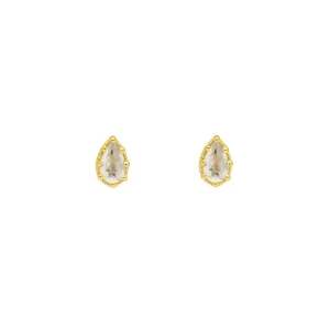 Ohrstecker Drop, Prehnit, 18 K Gelbgold vergoldet-LEAF Clearance