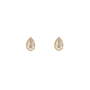 Ohrstecker Drop, Prehnit, 18 K Rosegold vergoldet-LEAF Best