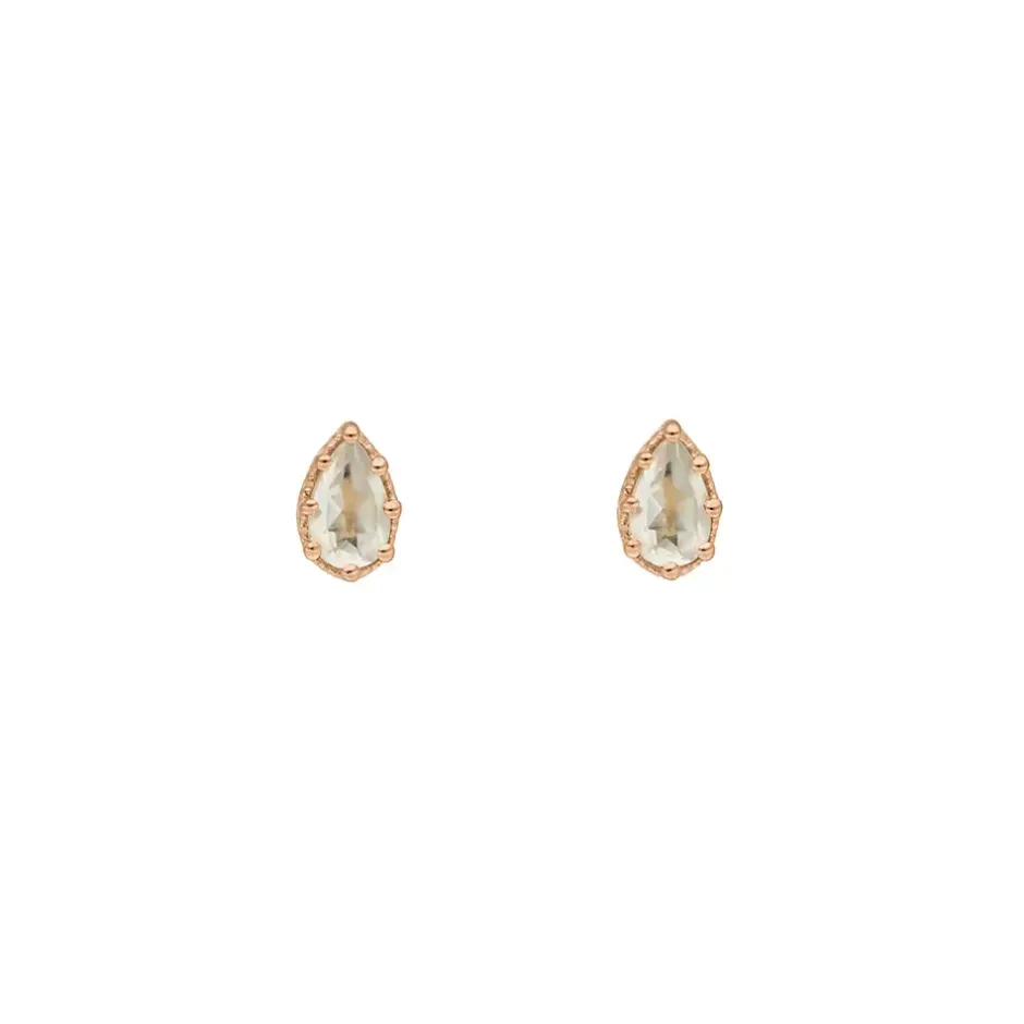 ohrstecker_drop_prehnit___1-2.webp Ohrstecker Drop, Prehnit, 18 K Rosegold vergoldet-LEAF Best