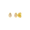 Ohrstecker Drop, Rosenquarz, 18 K Gelbgold vergoldet-LEAF Hot