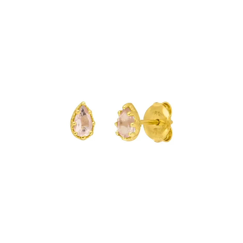 ohrstecker_drop_rosenquar_0-1.webp Ohrstecker Drop, Rosenquarz, 18 K Gelbgold vergoldet-LEAF Hot