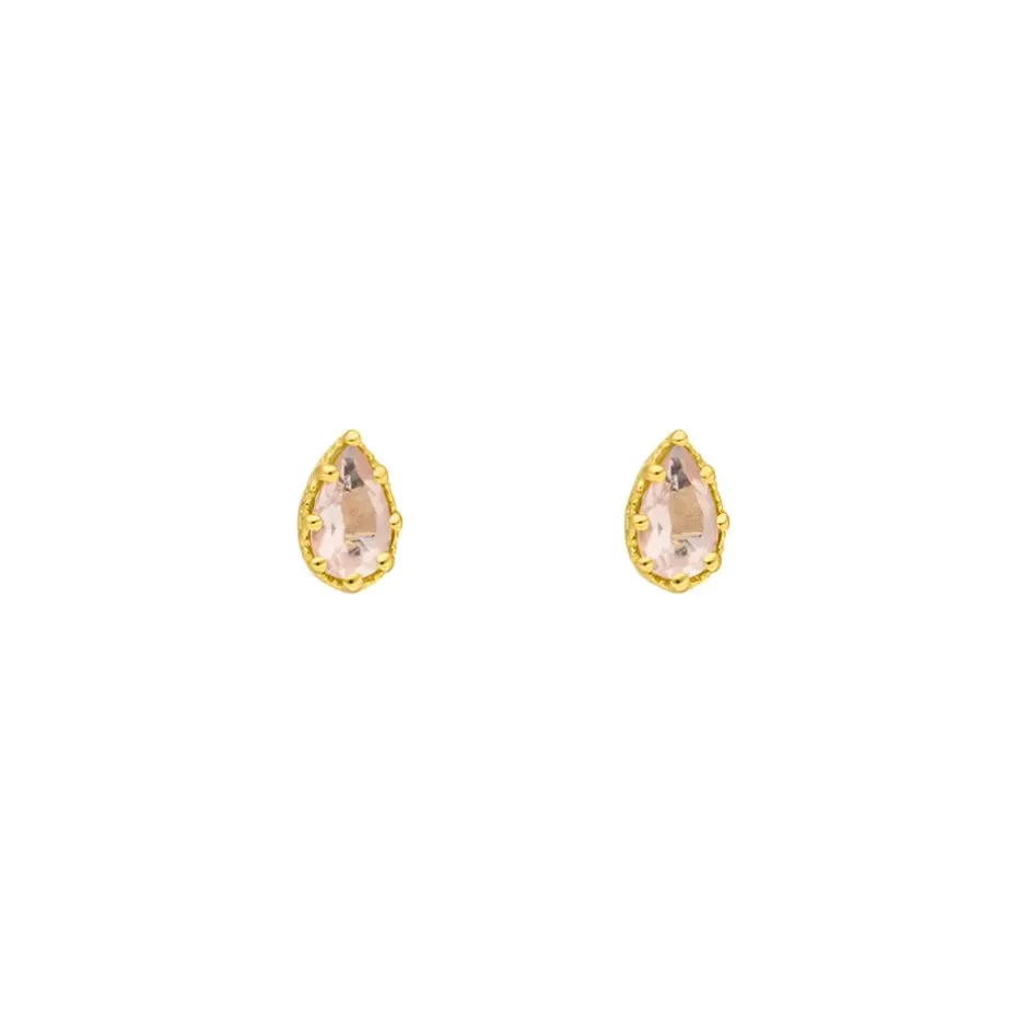 ohrstecker_drop_rosenquar_1-1.webp Ohrstecker Drop, Rosenquarz, 18 K Gelbgold vergoldet-LEAF Hot