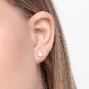 Ohrstecker Drops mit Diamanten, 18 Karat-LEAF Sale