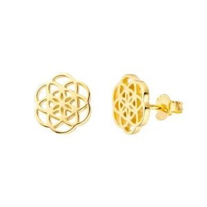 Ohrstecker Flower of Life, 18K Gelbgold vergoldet-LEAF Outlet