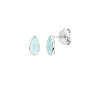 Ohrstecker Gem Drop, Aqua Chalzedon, 925 Sterlingsilber-LEAF Sale
