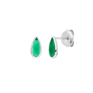 Ohrstecker Gem Drop, Grüner Achat, 925 Sterlingsilber-LEAF Best