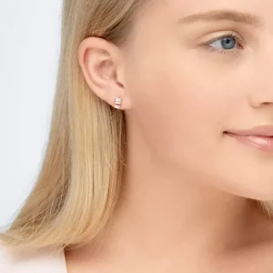 Ohrstecker ICE CUBE, Zirkonia, 18 K Rosegold vergoldet-LEAF Online