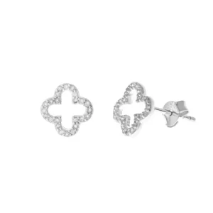 Ohrstecker Kleeblatt mit Zirkonia, 925 Sterlingsilber-LEAF Sale
