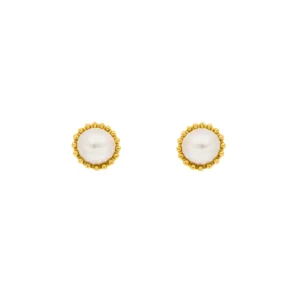 Ohrstecker mit Perle, 18 K Gelbgold vergoldet-LEAF Best