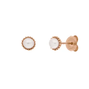 Ohrstecker mit Perle, 18 K Rosegold vergoldet-LEAF Online