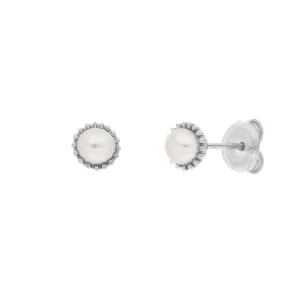 Ohrstecker mit Perle, 925 Sterlingsilber-LEAF Clearance