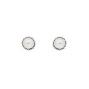 Ohrstecker mit Perle, 925 Sterlingsilber-LEAF Clearance