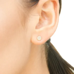 Ohrstecker Pavé mit Diamanten, 18 Karat Gelbgold-LEAF Online