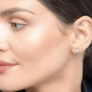 Ohrstecker Pavé mit Diamanten, 18 Karat Rosegold-LEAF Fashion