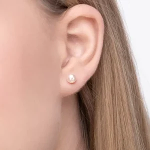 Ohrstecker Perle, 6mm, 14 Karat Weißgold-LEAF Sale