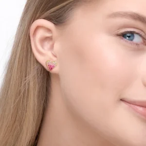 Ohrstecker Pink Valentine, 18 K Gelbgold vergoldet-LEAF New