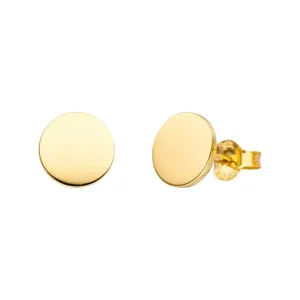 Ohrstecker Plättchen 8mm poliert, 18 K Gelbgold vergoldet-LEAF Hot