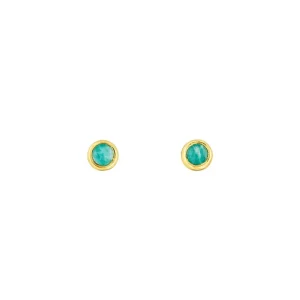 Ohrstecker Pure Amazonit, 3mm, 18 K Gelbgold vergoldet-LEAF Hot