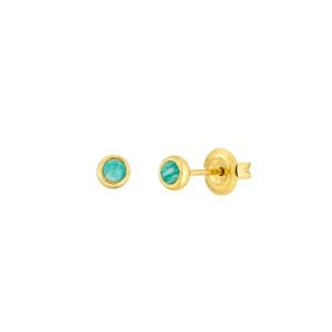 Ohrstecker Pure Amazonit, 3mm, 18 K Gelbgold vergoldet-LEAF Hot