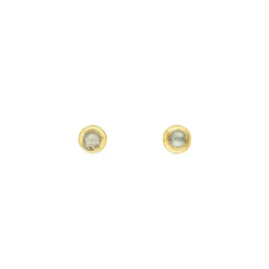 Ohrstecker Pure Labradorit, 3mm, 18 K Gelbgold vergoldet-LEAF Hot