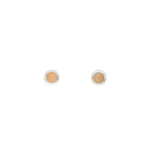 Ohrstecker Pure Peach Mondstein, 3mm, 925 Sterlingsilber-LEAF Clearance