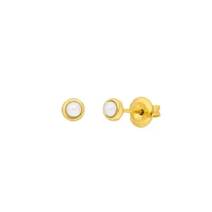 Ohrstecker Pure Perle, 3mm, 18 K Gelbgold vergoldet-LEAF Sale