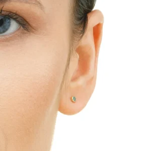 Ohrstecker Smaragd, 14 Karat Rosegold-LEAF Hot