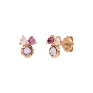 Ohrstecker Three Gems, Amethyst, 18 K Rosegold vergoldet-LEAF New