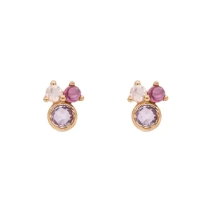 Ohrstecker Three Gems, Amethyst, 18 K Rosegold vergoldet-LEAF New
