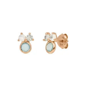 Ohrstecker Three Gems, Aqua Chalzedon, 18 K Rosegold vergoldet-LEAF Sale