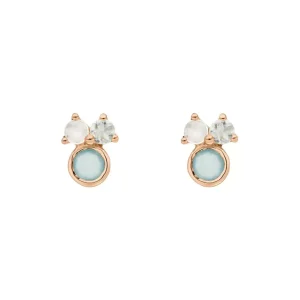 Ohrstecker Three Gems, Aqua Chalzedon, 18 K Rosegold vergoldet-LEAF Sale