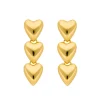 Ohrstecker Three Hearts, 18 K Gelbgold vergoldet-LEAF Clearance